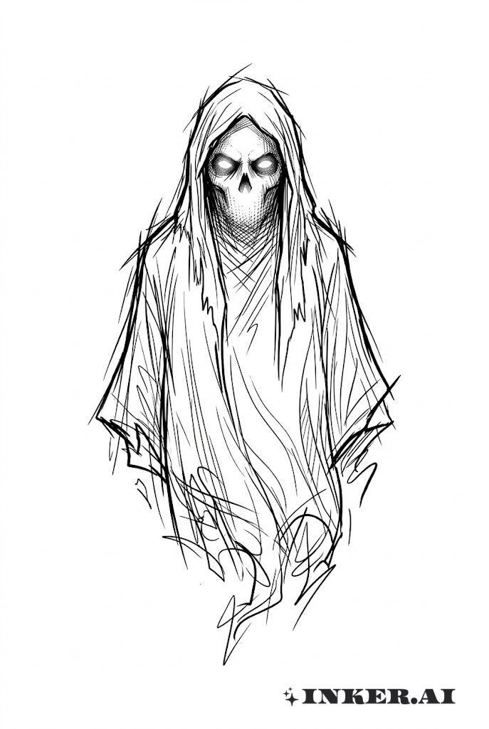 Figura Fantasmal Esbozada con Ojos Huecos