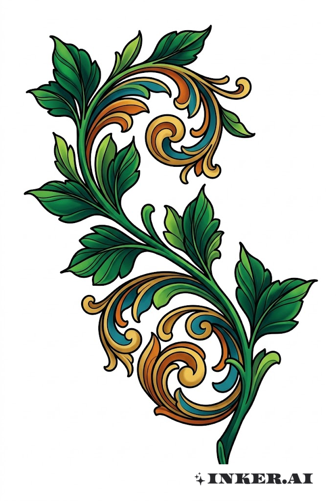 蔓とヴィンテージ風スクロールワーク