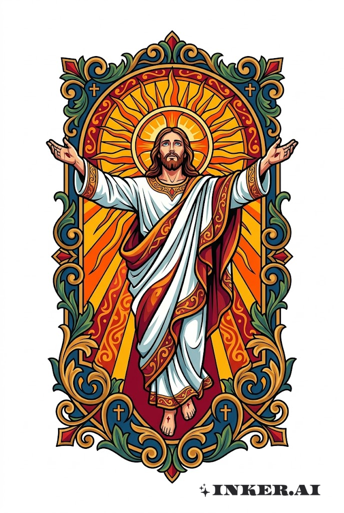Jesus Rising with Rays