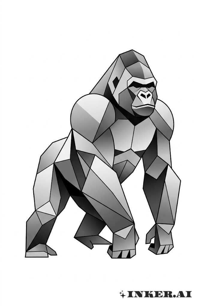 Geometrische Gorilla-Pose
