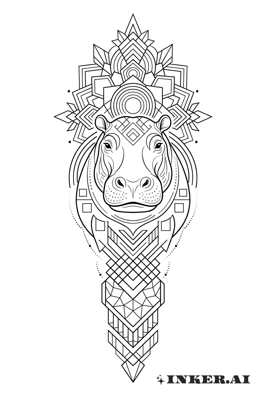 Ornamentales Nilpferd Mandala