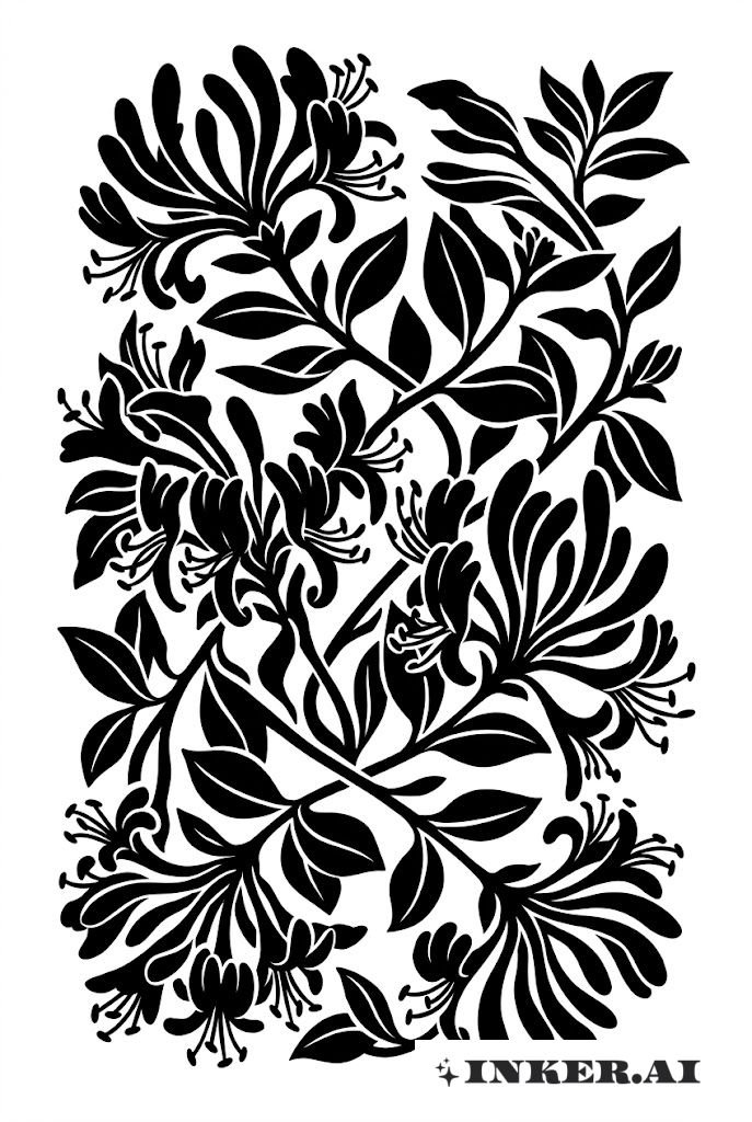 Honeysuckle Vines in Blackwork