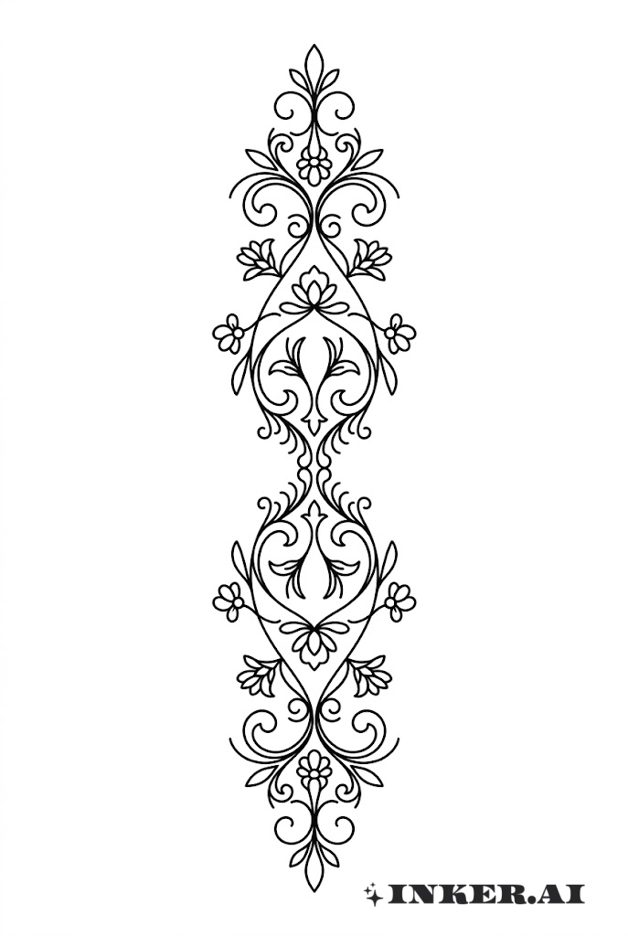 流动的装饰藤蔓袖纹身