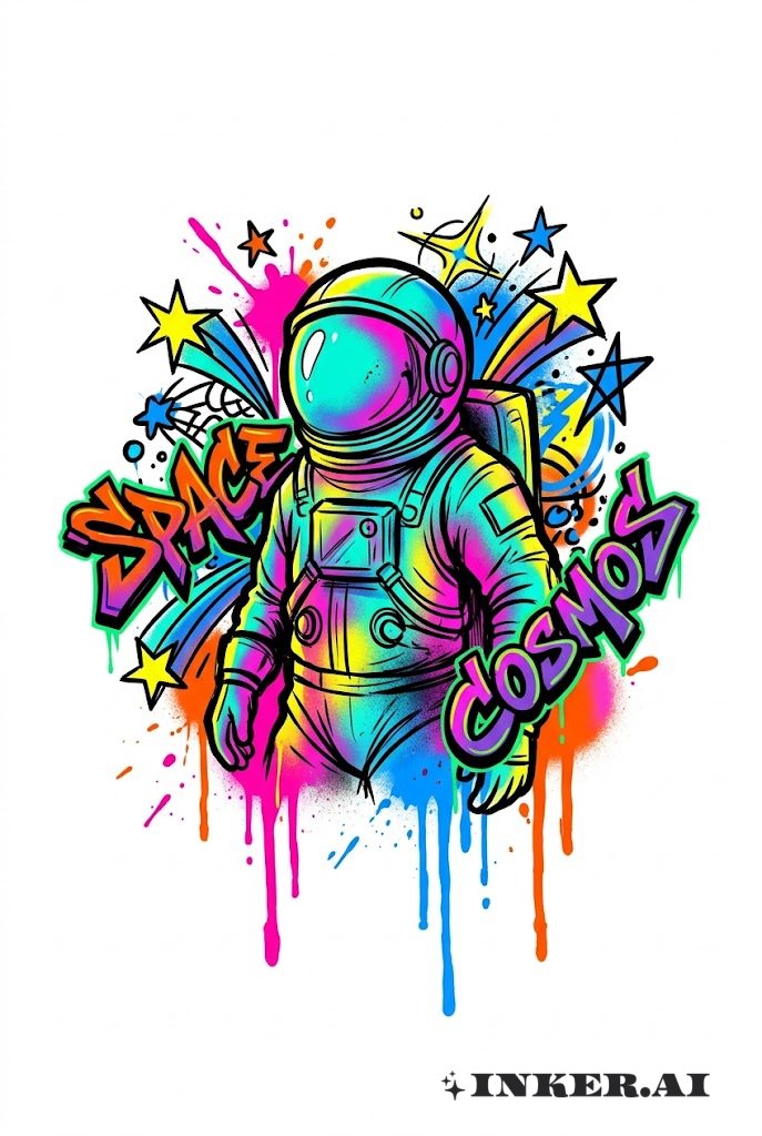 Astronaut Graffiti with Cosmic Tags