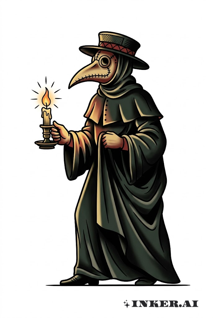 傳統瘟疫醫生與燭光