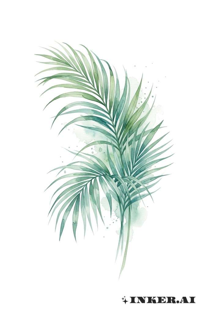 Hojas de Palma Minimalistas en Acuarela