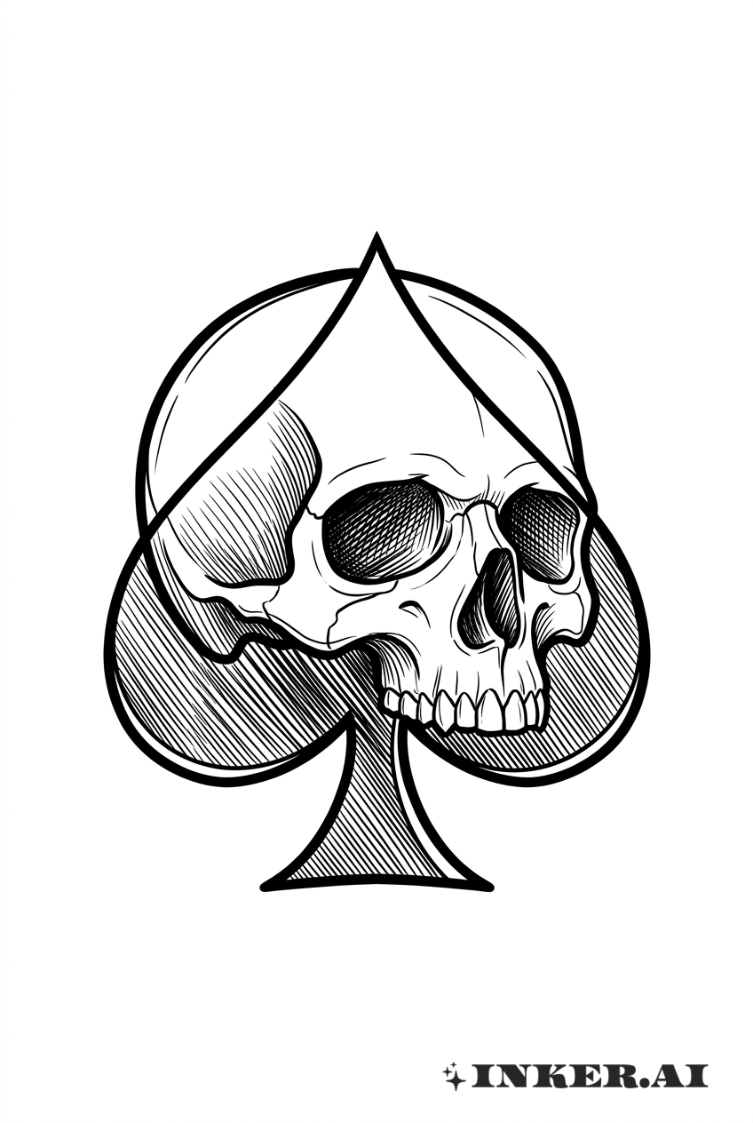 Croquis de Tête de Mort de l'As de Pique