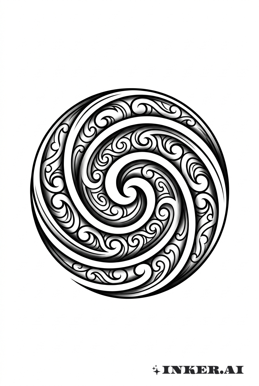 Maori Linework Koru Spiral