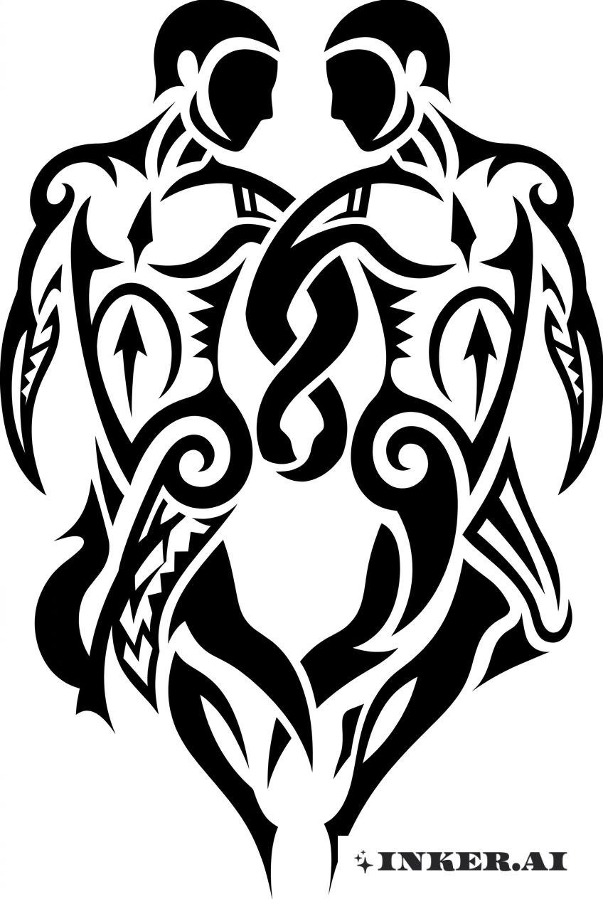 Tribal Gemini Zwillinge Umarmung