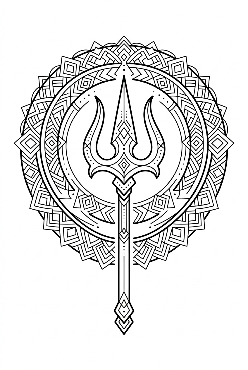 Trishul avec Halo Mandala