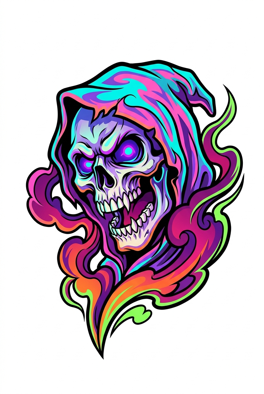 Crâne Néon du Faucheur Grinçant