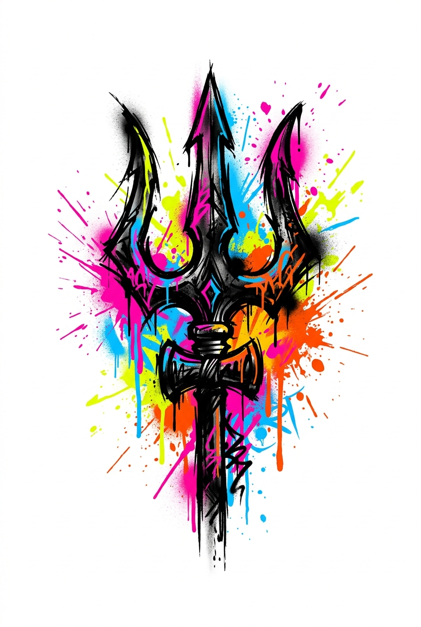 Graffiti Abstrait Trishul Éclat