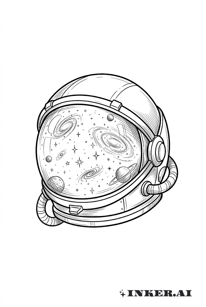 スケッチ 宇宙飛行士のヘルメットの反射