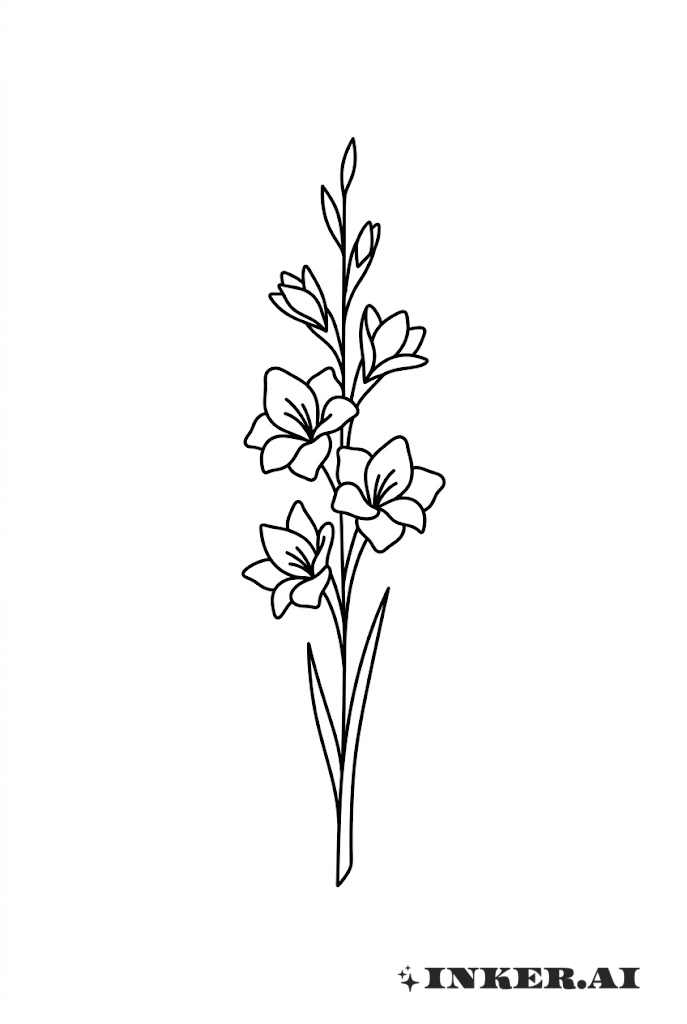 글라디올러스 단일 줄기 미니멀리즘