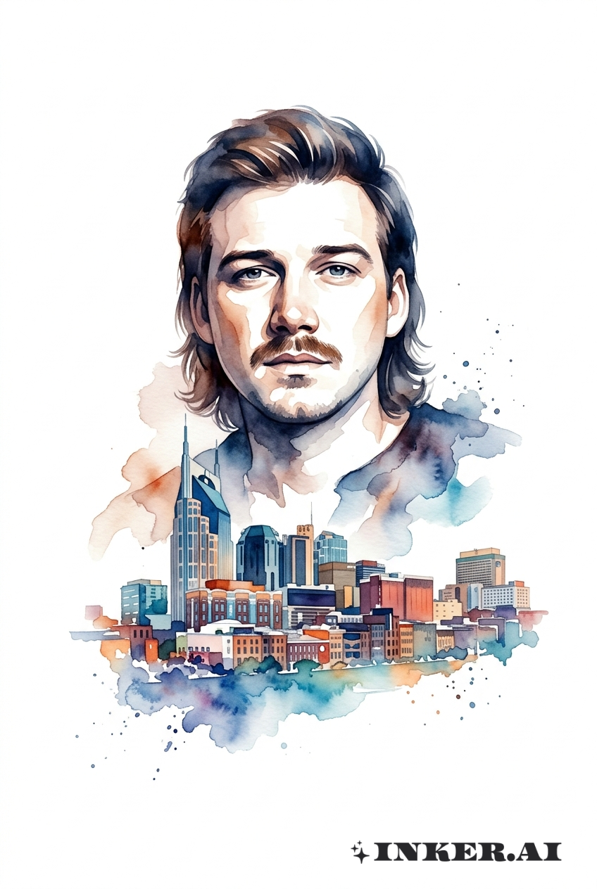 モーガン・ウォレン 水彩ナッシュビルスカイライン