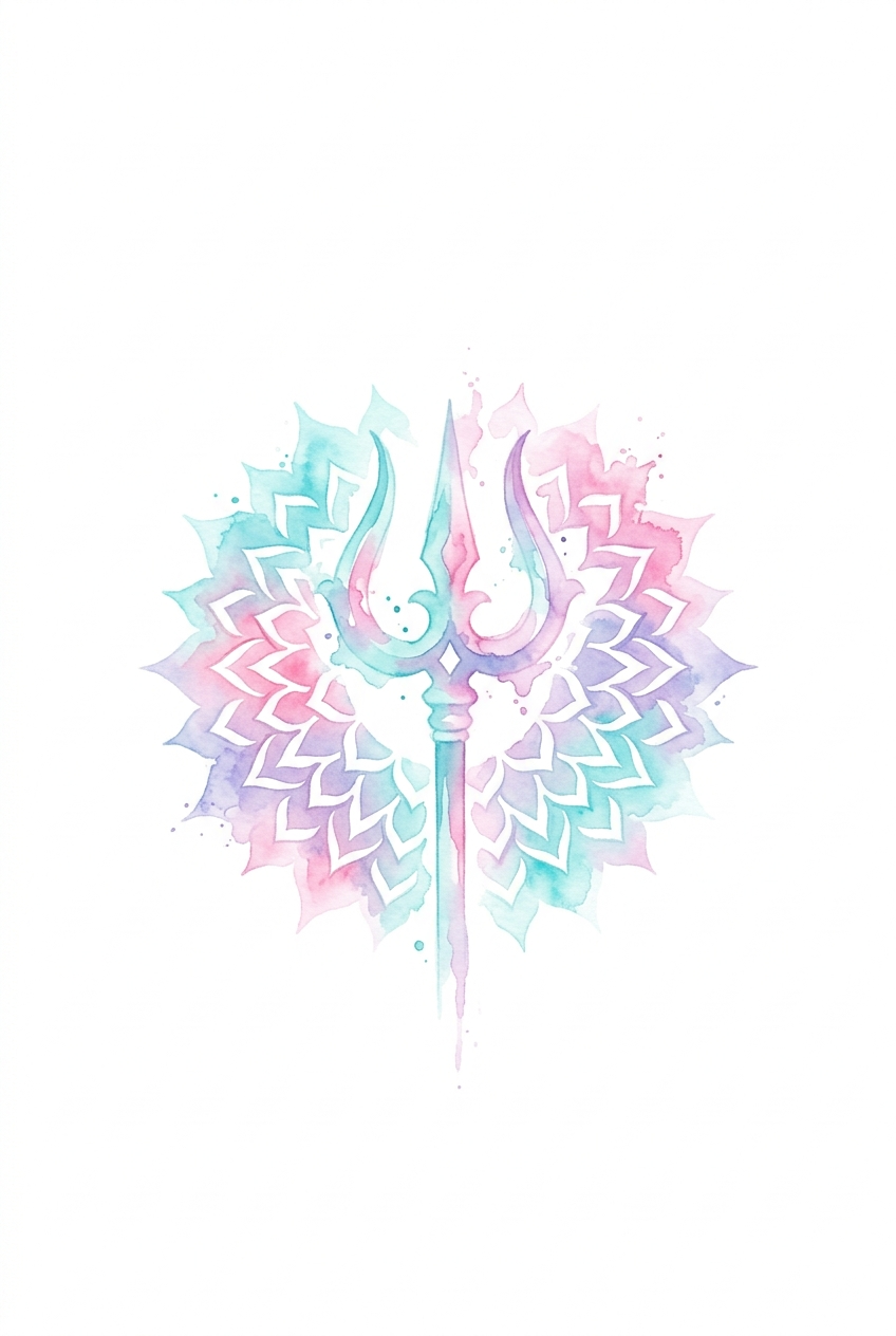 Trishul et mandala aquarelle