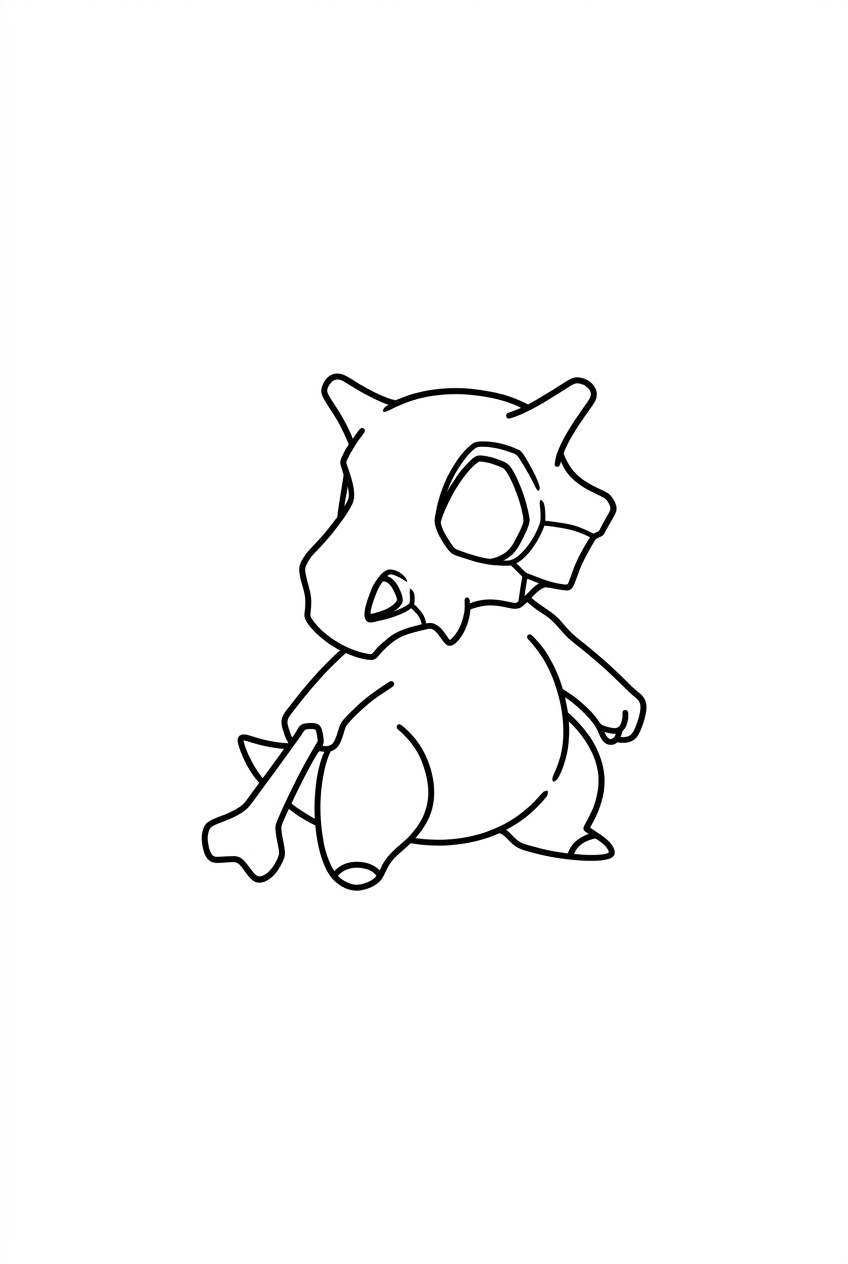 Cubone Minimaliste Berçant l'Os