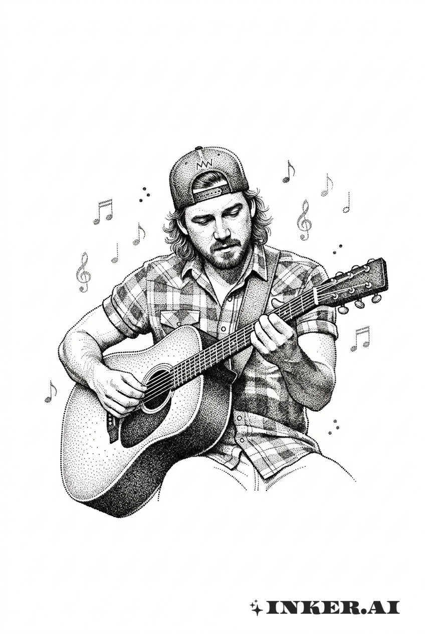 Cảnh Guitar Dotwork của Morgan Wallen