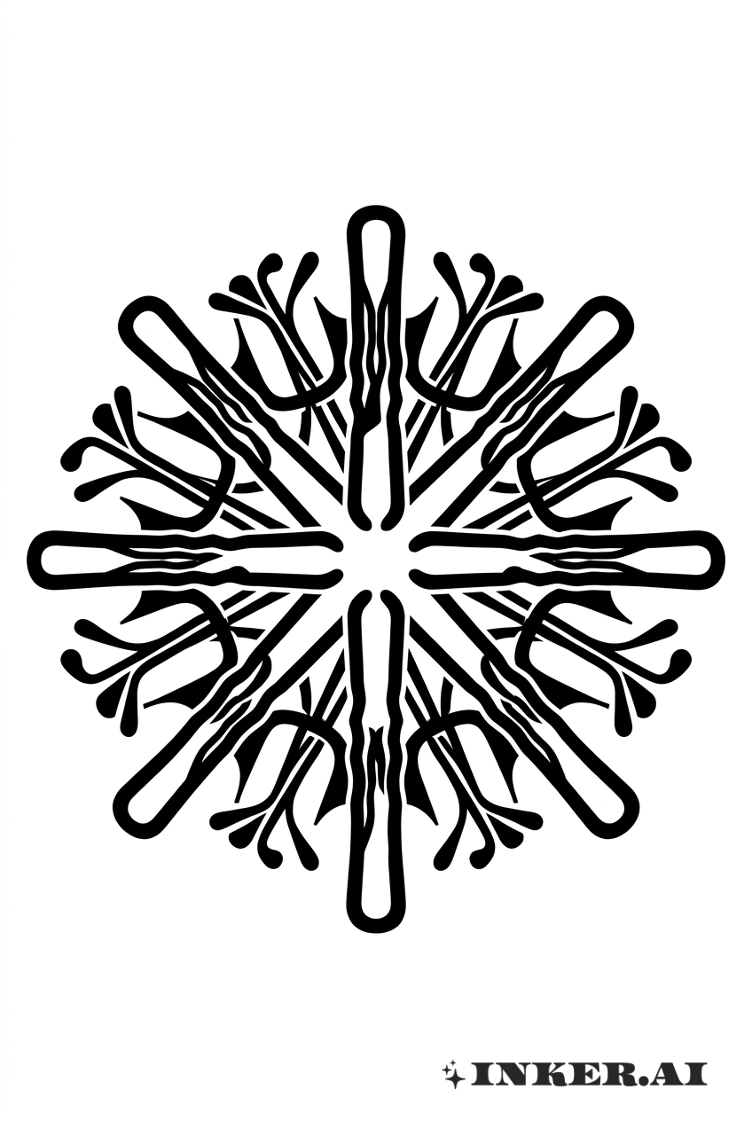 Hoa Văn Kẹp Tóc Đen Tối Giản Trừu Tượng