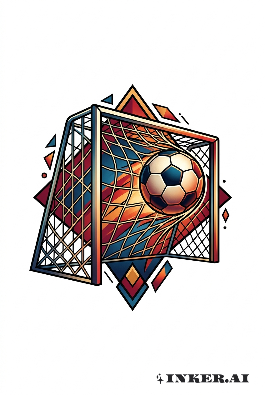 Gol de fútbol con acentos neo-tradicionales