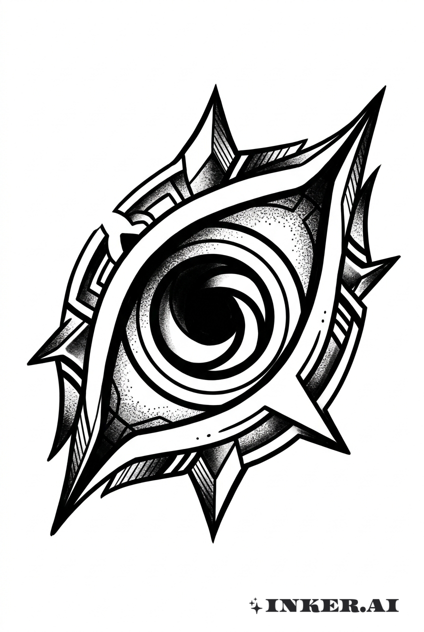 Símbolo do Olho Geass em Preto e Cinza