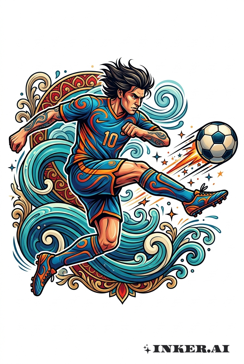 Fußballspieler in Aktion Neo-Traditional