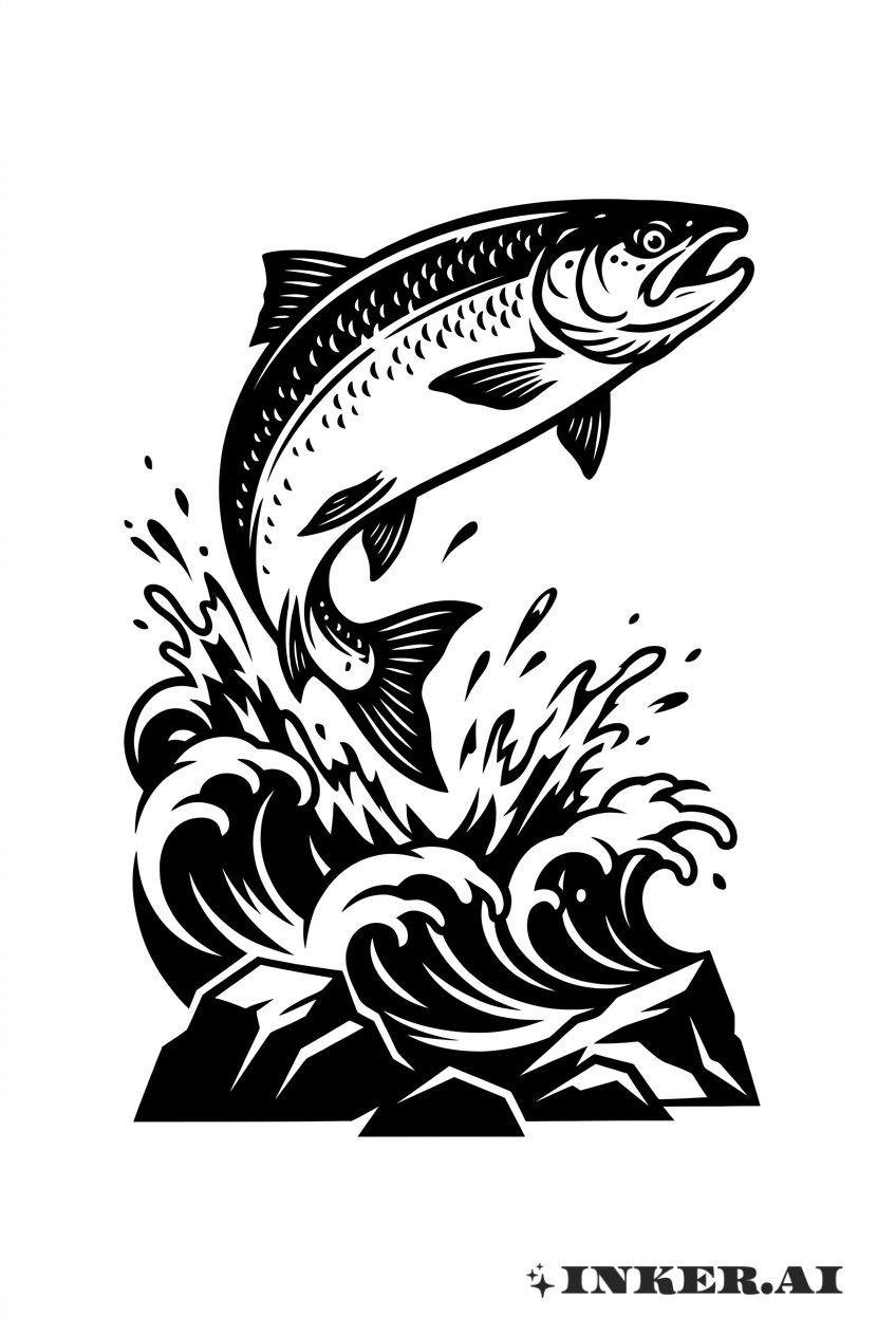 Cena de Blackwork Salto do Salmão