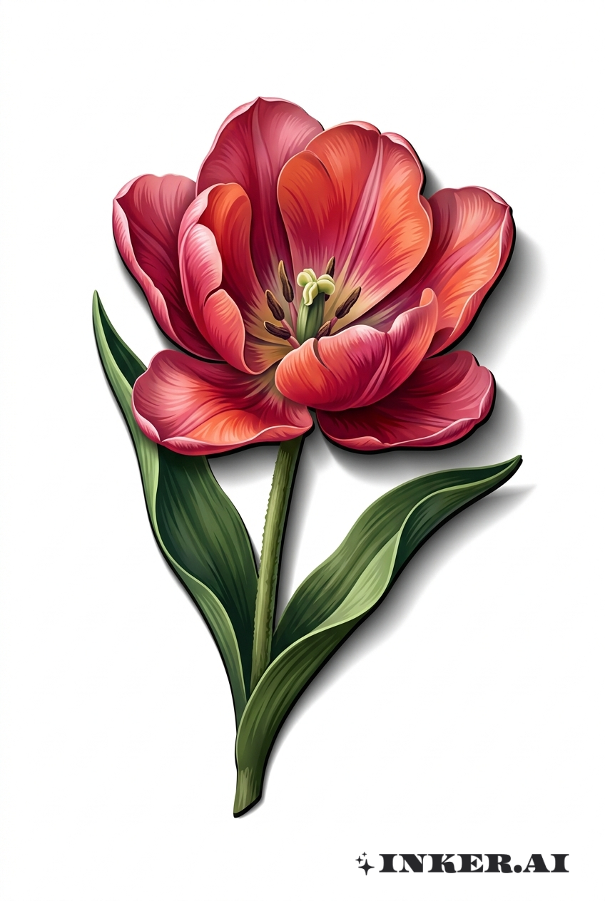 Éclosion de tulipe en 3D avec ombre