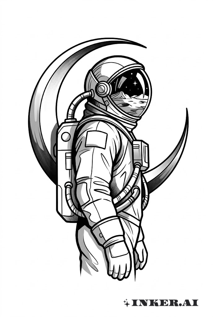 月を背にした宇宙飛行士