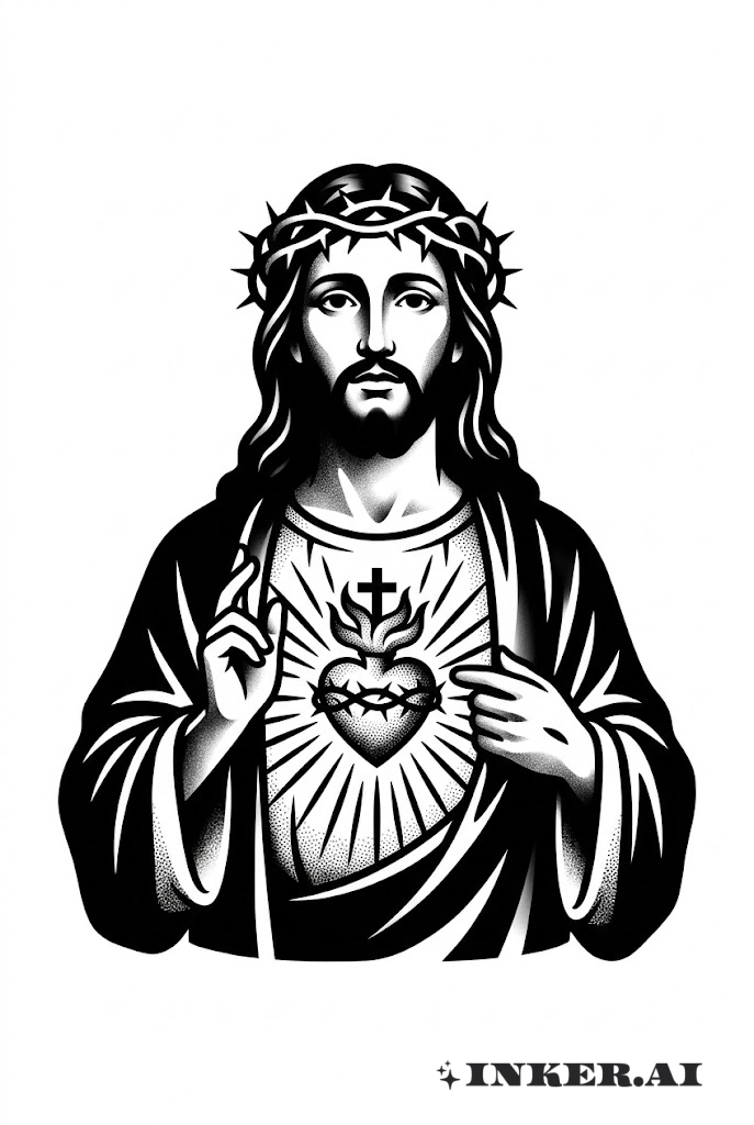 Trái Tim Chí Thánh của Chúa Giêsu Blackwork