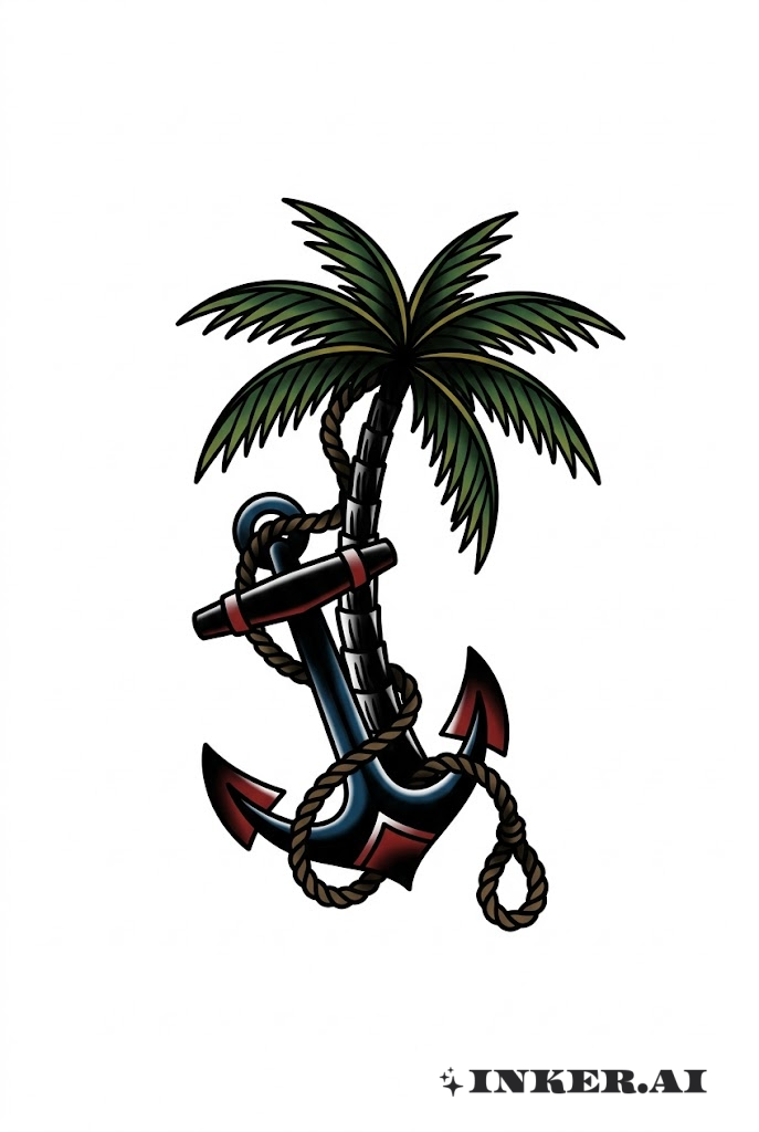 Palmera con Elementos Náuticos