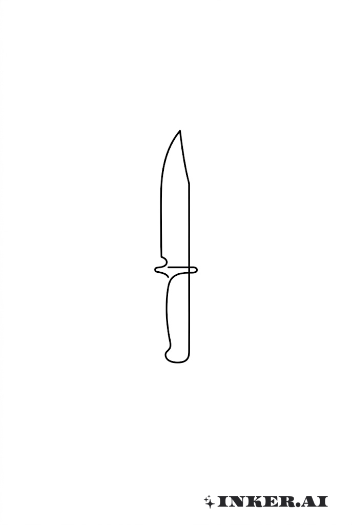 Dessin de Couteau en Ligne Unique