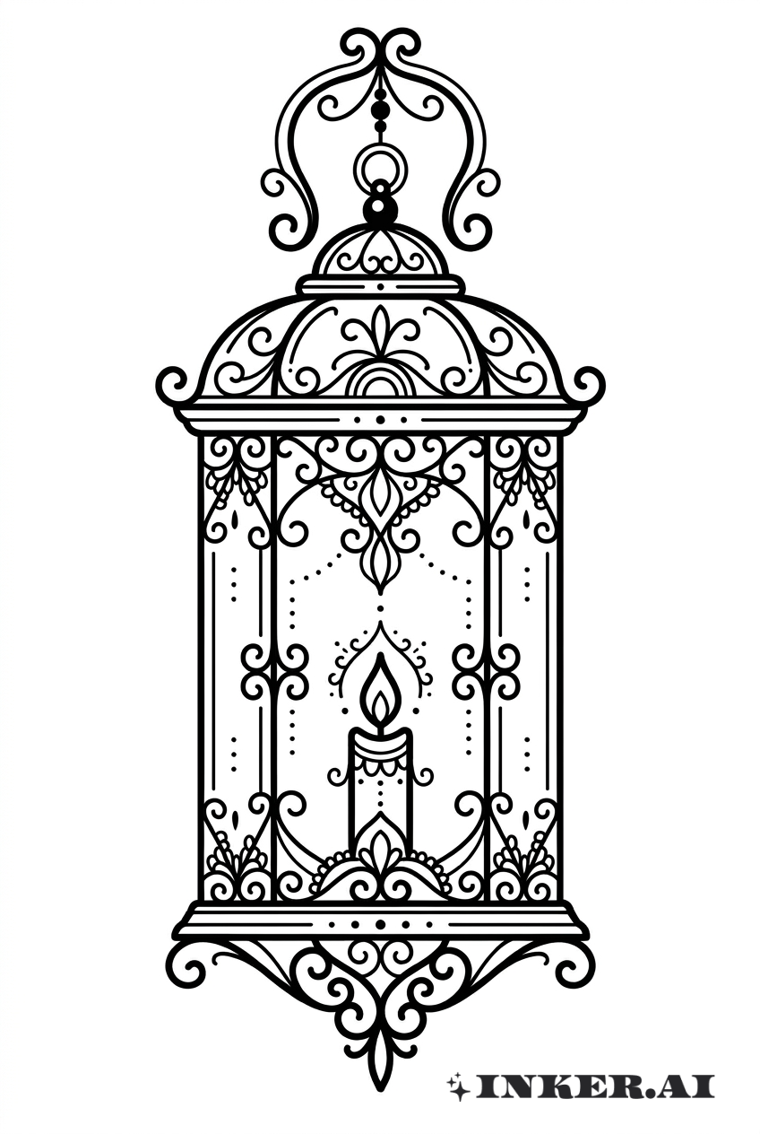 裝飾性黑色提燈剪影