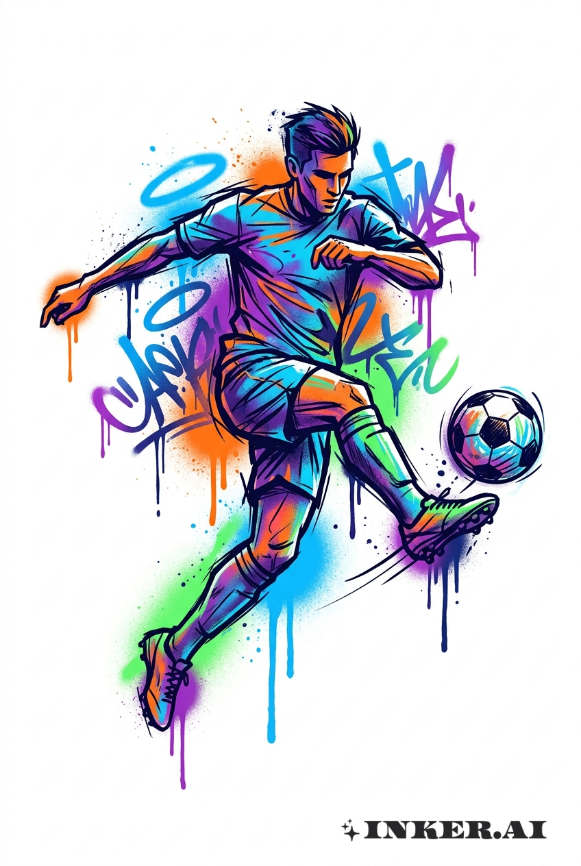 街頭藝術足球員動作姿勢