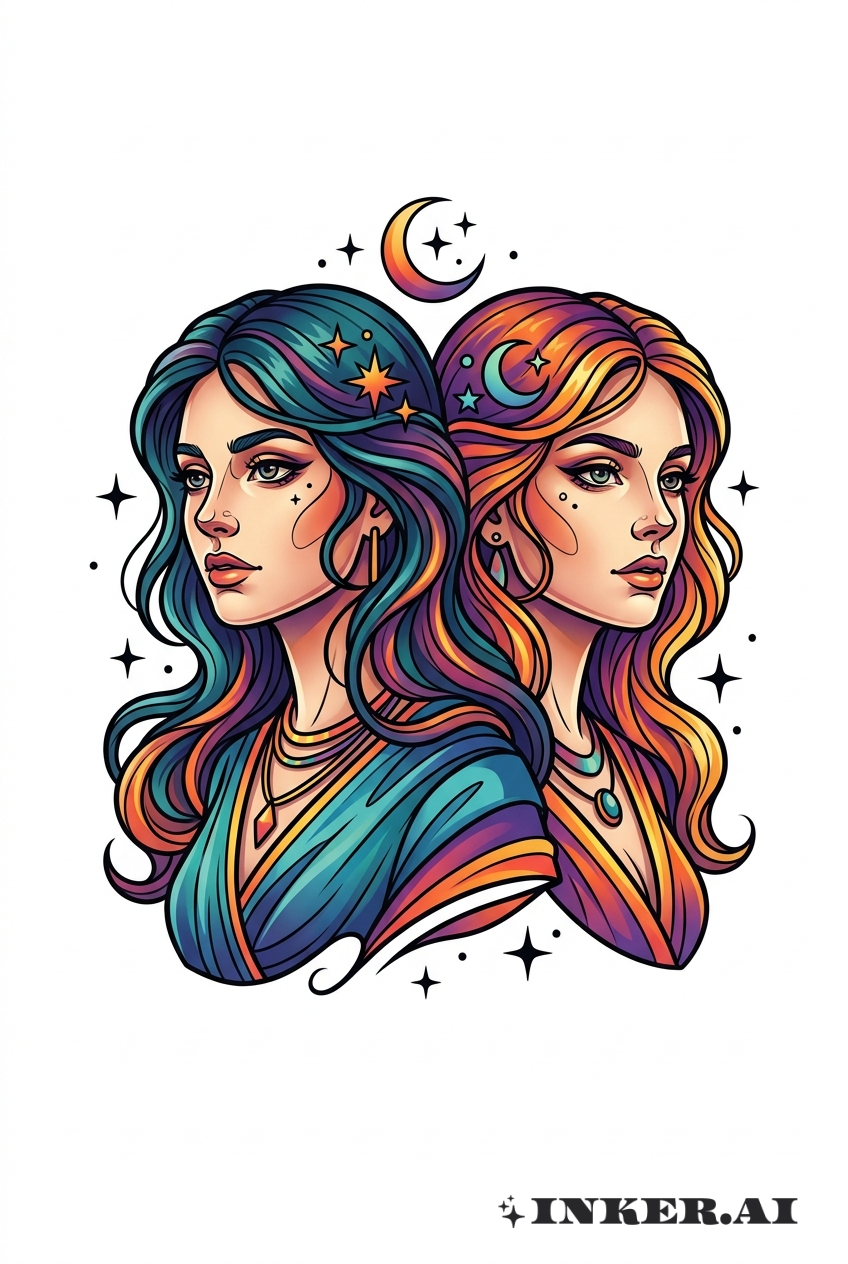 Retrato de los Gemelos Celestiales de Géminis
