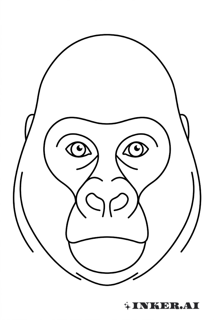 Minimalistisches Silhouette eines Gorilla-Gesichts