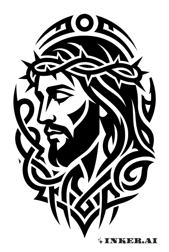 Profil de visage tribal de Jésus