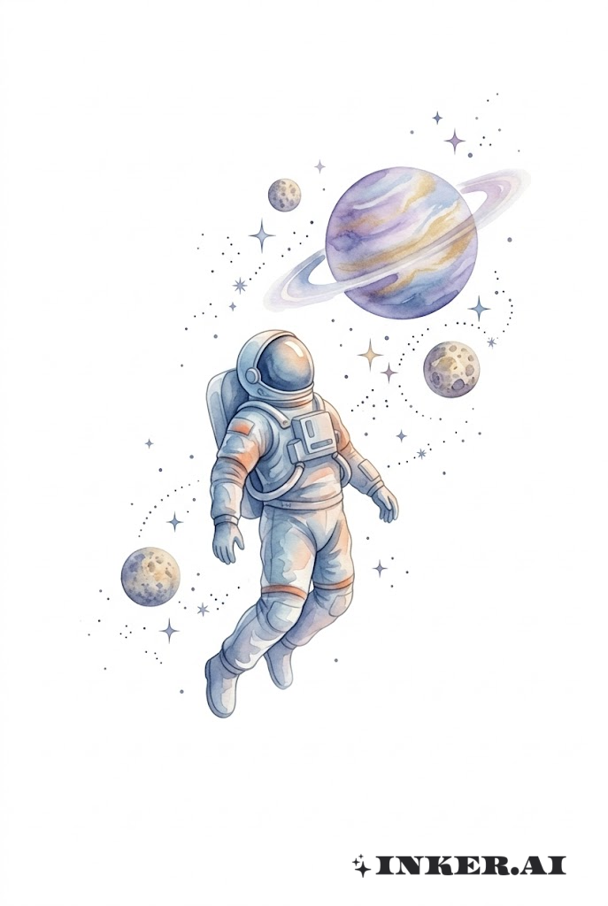 Watercolor Space Astronaut Float