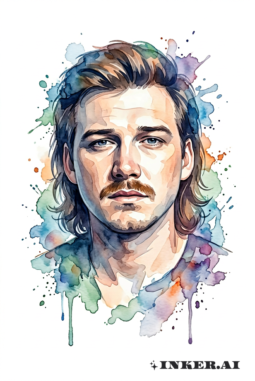 Morgan Wallen Watercolor Portrait