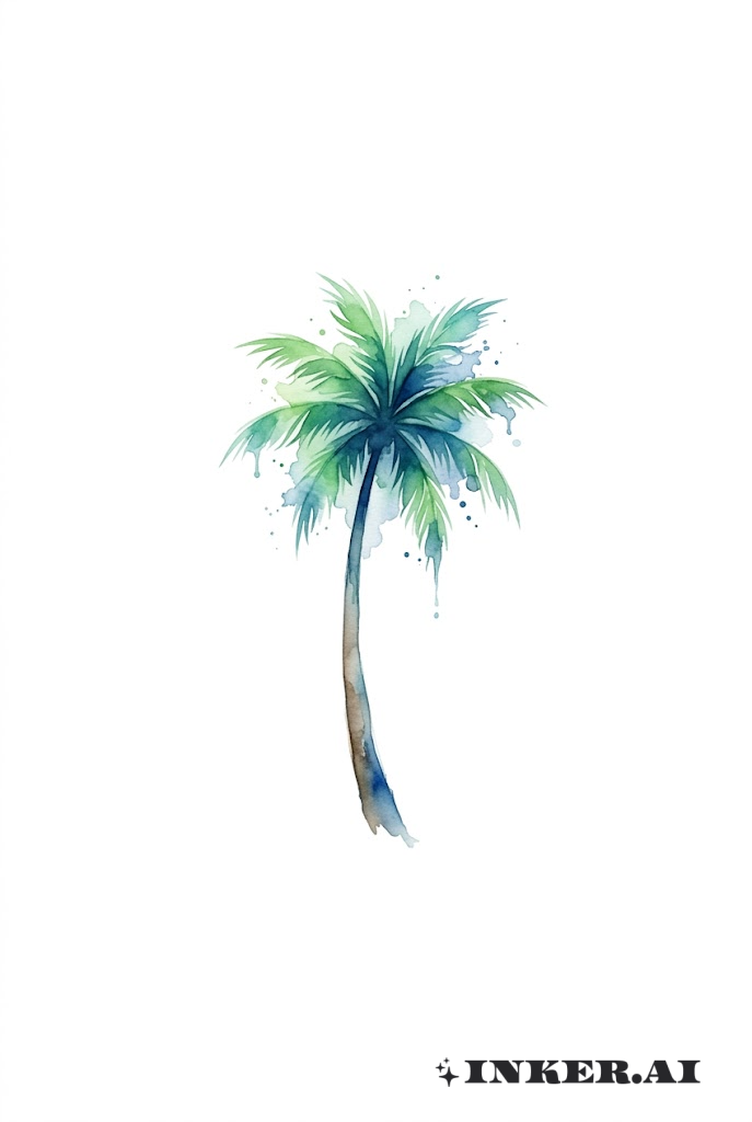 Silueta de Palma en Acuarela