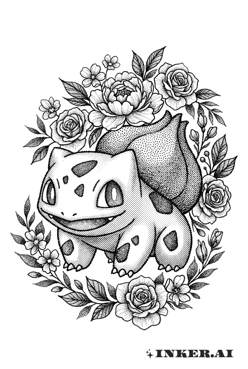 Blossom Dotwork Bulbasaur