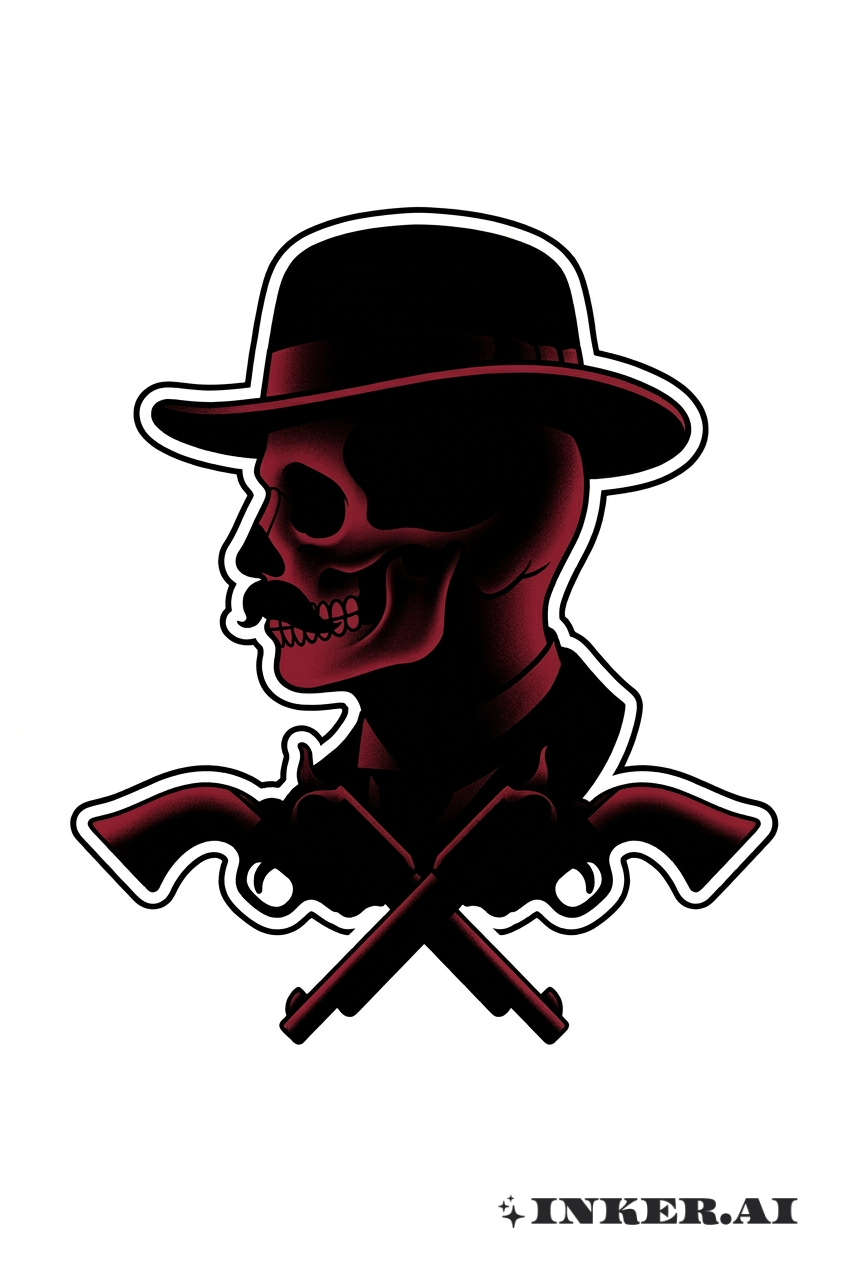 道克．霍利迪的骷髏與左輪手槍