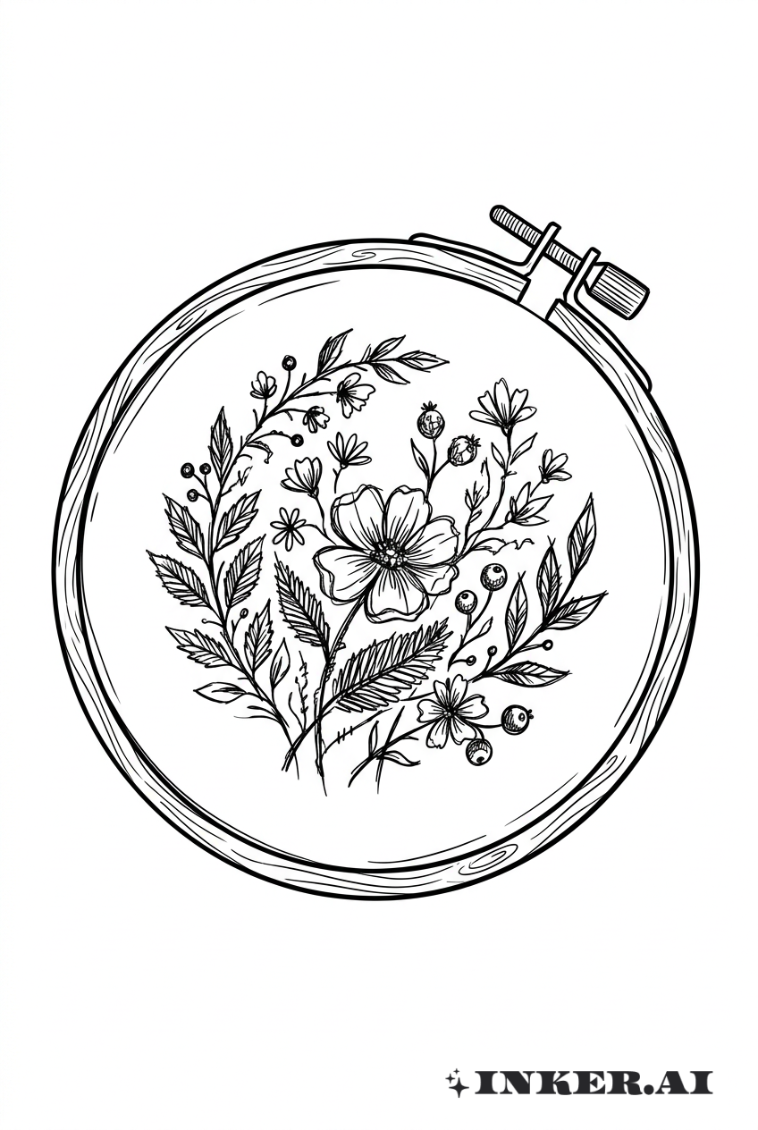 Skizzen-Design des Stickrahmens