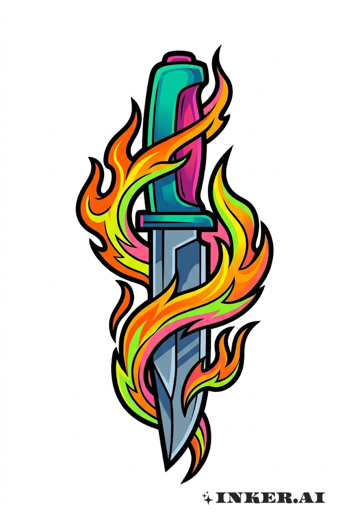 Couteau avec Flammes Néon