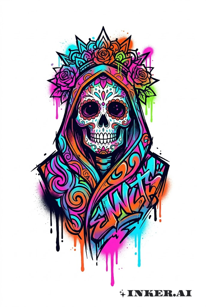 Santa Muerte Graffiti Skull Guardian