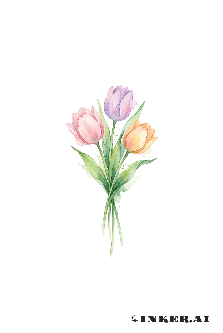Bouquet de Tulipes en Aquarelle