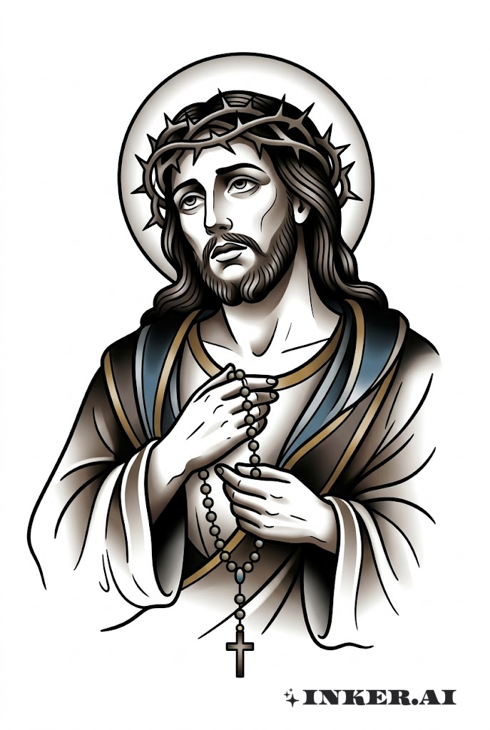 Jésus traditionnel avec chapelet