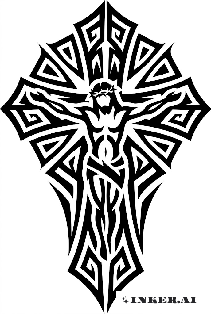 Tatouage Tribal Jésus sur la Croix