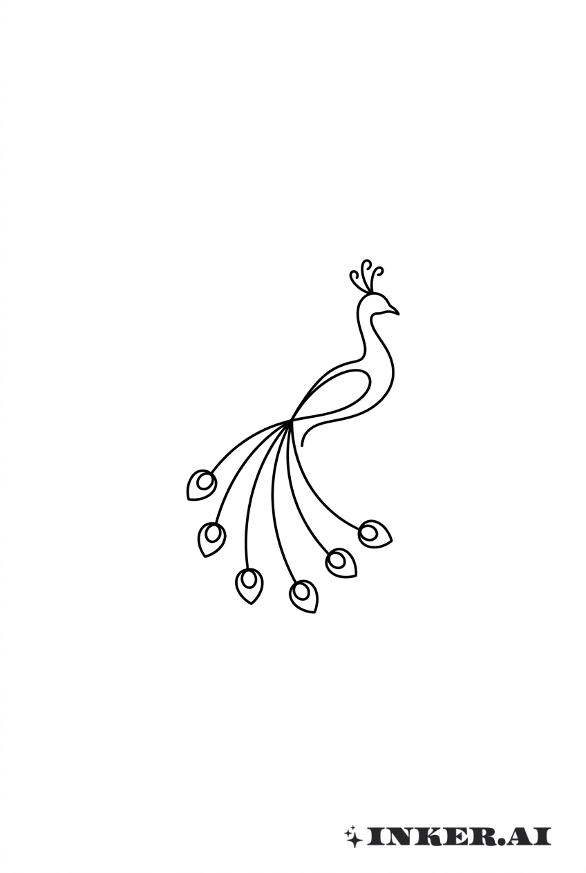 Silueta Minimalista de Pavo Real