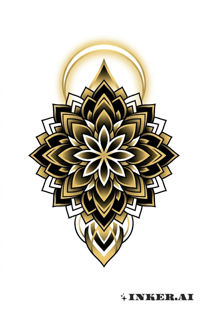 Hoa Văn Hào Quang Thiêng Liêng Hình Tròn Đối Xứng